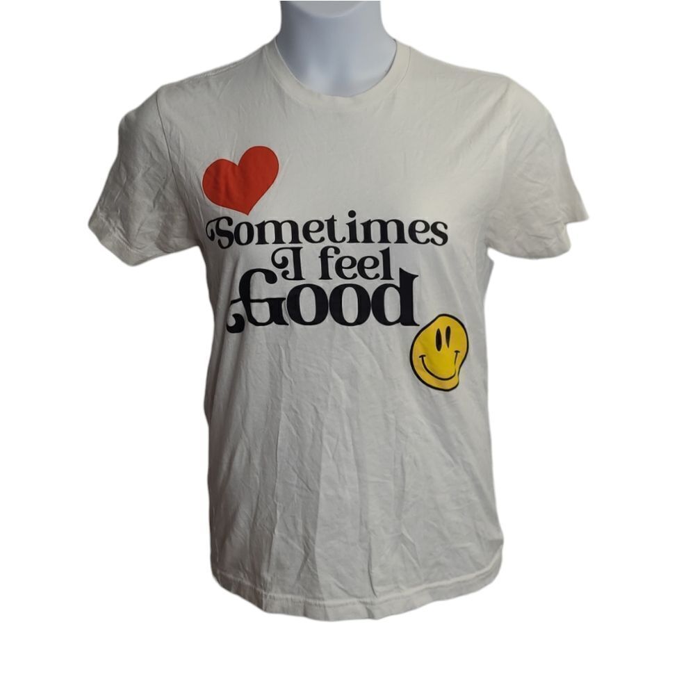 BLAQE sometimes I feel good/sad white short sleeve graphic t-shirt unisex S